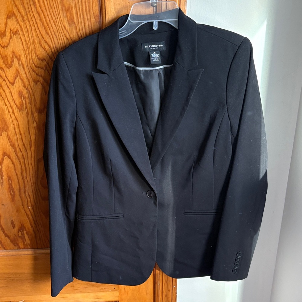 Liz Claiborne Black Classic Single-Button Blazer